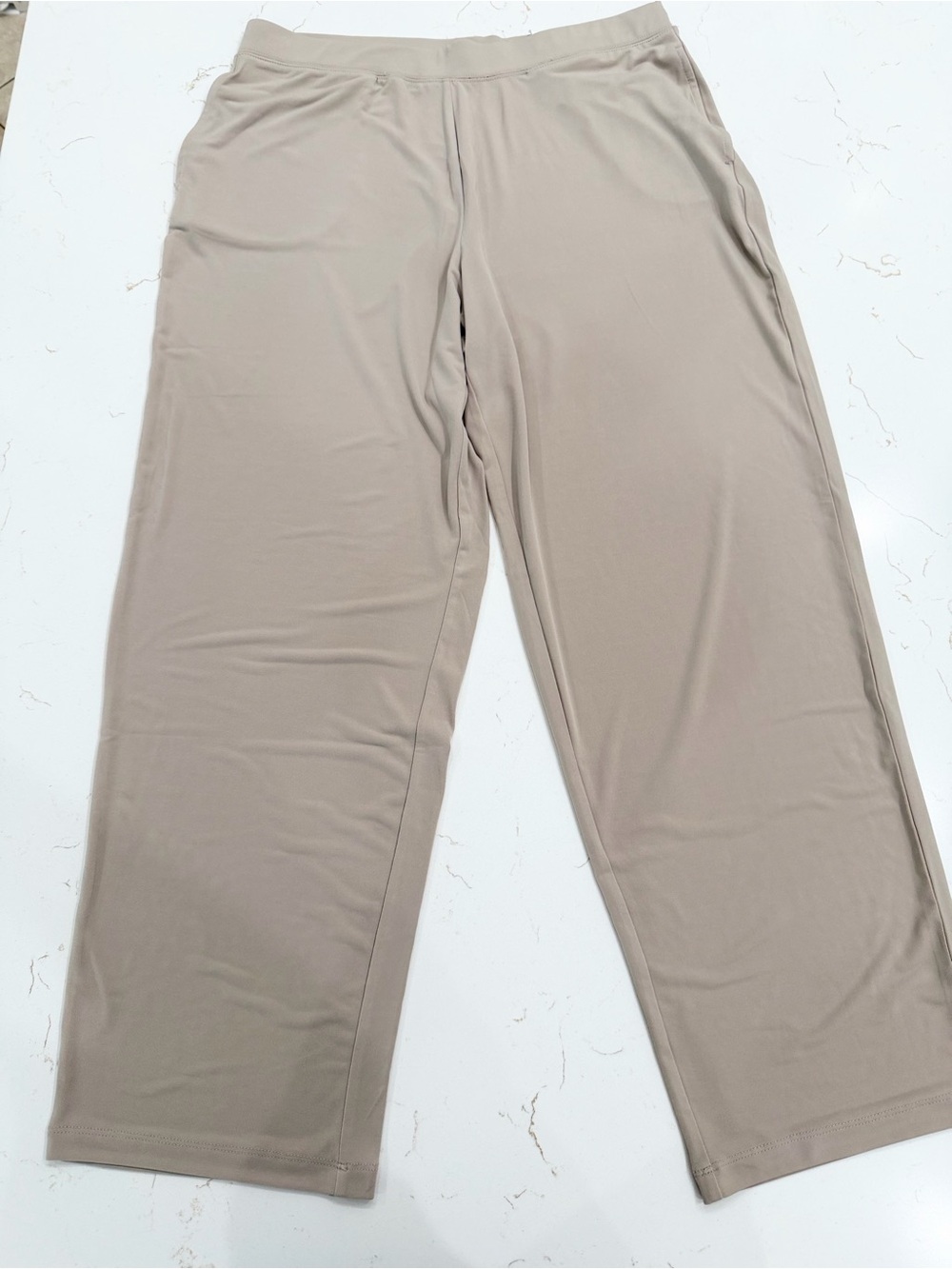 Susan Graver Modern Essentials Liquid Knit Pull-On Pants Taupe Medium